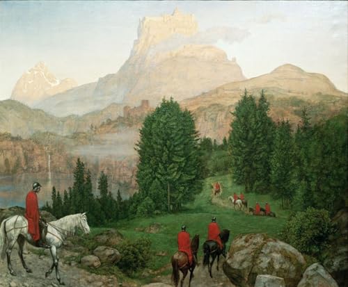 Art tableau Le Graal Hans Thoma impression d'art affiche toile décoration murale 60x90cm