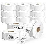 Tacnology 12 Rolls 4200 Labels Direct Thermal Labels Compatible with DYMO 30252 (1-1/8' x 3-1/2') Address & Barcode for Dymo Label 450, 450 Turbo,4X & Zebra Desktop Printers