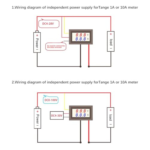 ARCELI 4 Stück 0,28 LED Voltmeter Amperemeter, DC 0-100V 10A Voltmeter Digital, Digital Multimeter Anzeige Spannungs-strom Tester, Detektor Spannungs-strom Zähler Panel Amp Volt Gauge