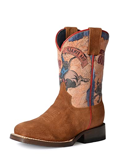 Boys' Rodeo Finals Western Boot Broad Square Toe - 09-119-7022-8523 BR 6 D Brown