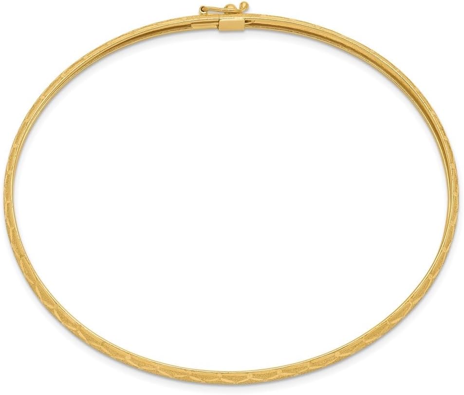 10K Yellow Gold Hexagonal Design Diamond-Cut Flexible Bangle