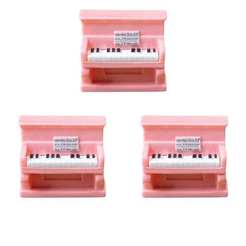 3Pcs Resin Piano Guitar Stool Doll Room Ornament Musical Instrument Miniatures for Home Decoration and Gift Cartoon Instrument O