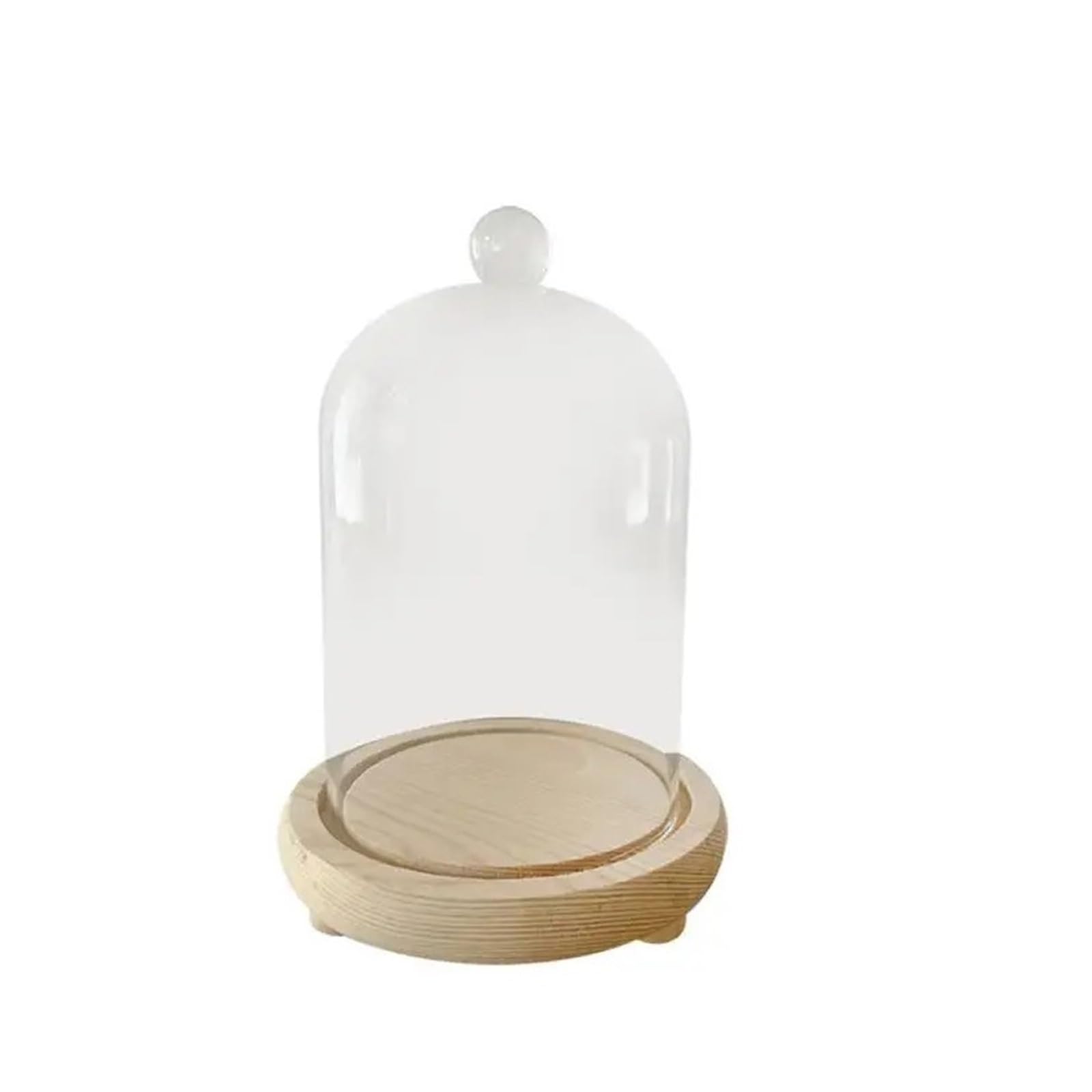 WYQXTY Clear Glass Cloche Display Glass Cloche Dome with Wooden Base Multiple Sizes(10x13cm)