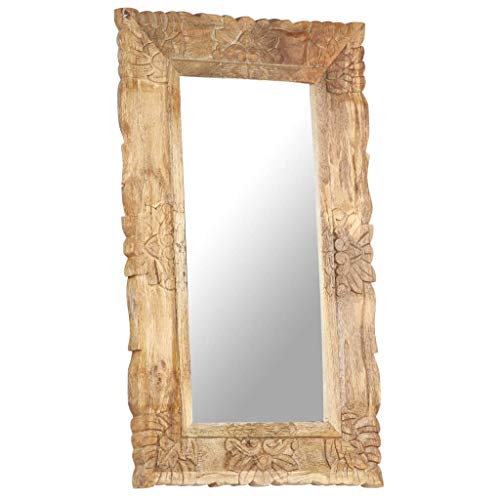Miroir bois de manguier 80x50cm sculpté main mural - 7