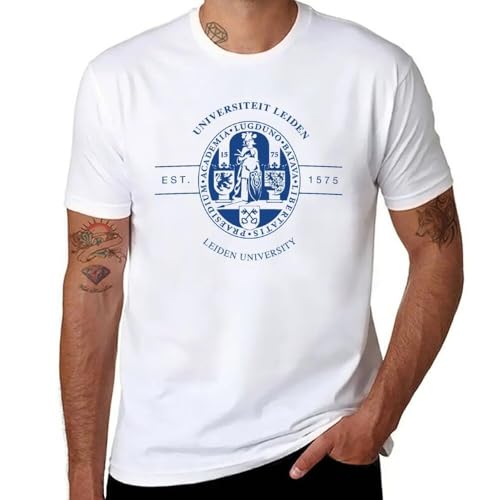 T-shirt Université de Leiden vintage blanc pour homme au style kawaii