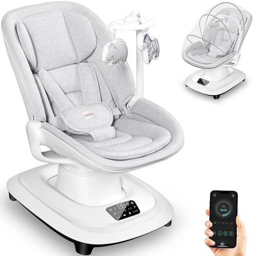 Baby Swings for Infants, Electric 3D-Motion Baby Swings with 7 Modes, 5-Point Harness, APP Control, 12 Preset Melodies, Indoor Toddler Swing for Boys Girls, Newborn Nursery Essentials (7-33lbs)