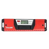 TILER Digital Level, 9' Digital Stabila Magnetic Torpedo Level,Carpenter tools Angle Slope with LCD Display, Magnetic Base, IP54 Dustproof and Waterproof Smart Level with Carrying Bag 8119-6A
