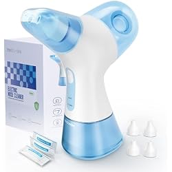 medcodes Dual Powered Nasal Irrigation System Nasal Rinse & Wash | Quick Relief of Nasal Discomfort with 30 Salt Packets, 2 Sets of Nose Pillows, Rechargeable, 2-Year Service Support
