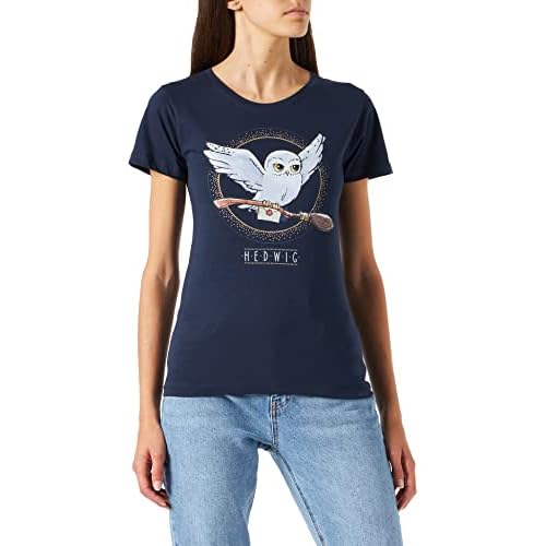 HARRY POTTER Wohapomts336 Camiseta, Azul Marino, S para Mujer