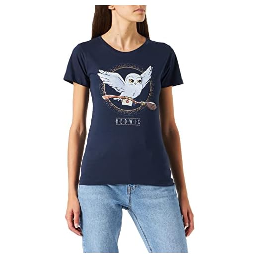 HARRY POTTER Wohapomts336 Camiseta, Azul Marino, S para Mujer