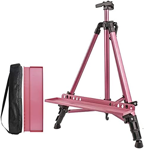Coestai 60" Painting Easel Stand, 21"to 60"Adjustable Easel for Painting Canvases Aluminum Art Easel with Paintbrush Tray Display Stand (Rose)…