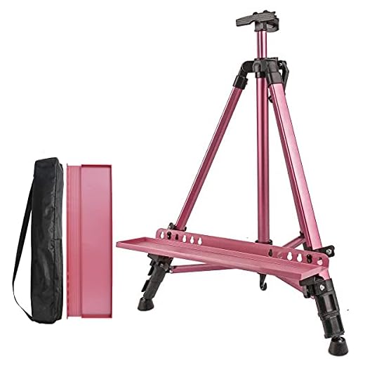 Coestai 60" Painting Easel Stand, 21"to 60"Adjustable Easel for Painting Canvases Aluminum Art Easel with Paintbrush Tray Display Stand (Rose)…
