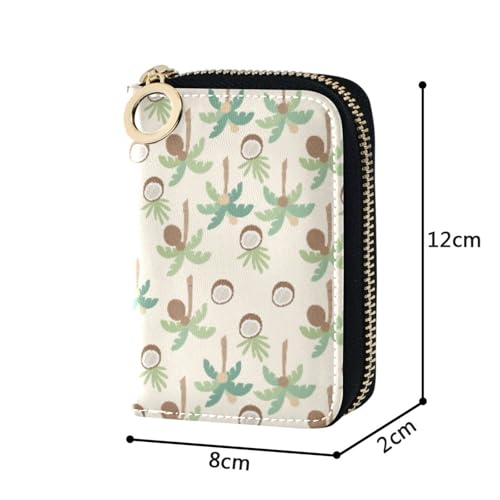 Women's Palm Tree Coconut Credit Card Holder Wallet Leather Zipper Card Case for Ladies Girls 203010262