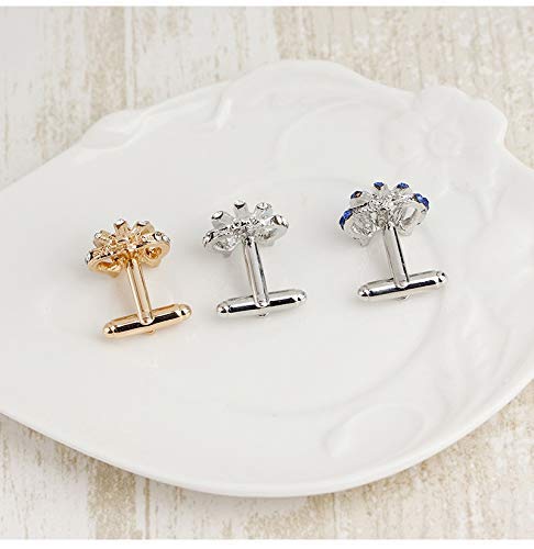 1 Paar Elegante Kristall Strass Krone Manschettenknöpfe für Herren Damen Hemd Hochzeit Party Manschettenknöpfe Geschenke (Gold)