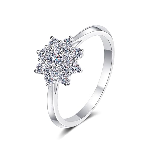 Bague moissanite StarGems argent platine anti-ternissement pour peau sensible