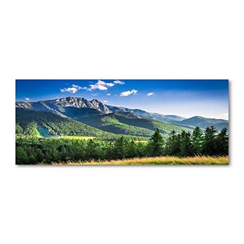Crédence de cuisine 125x50cm en verre trempé vert paysages des Tatras