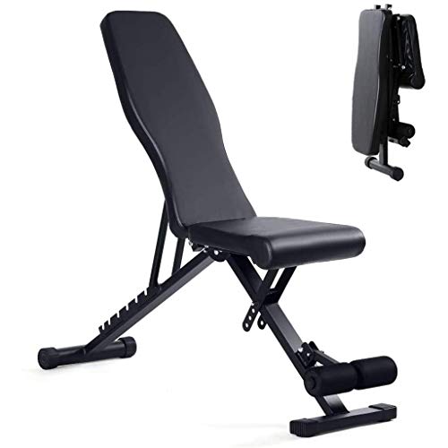 Liju Adjustable/Foldable Utility Bench for Home Gym, Weightlifting and Strength Training - Bonus Workout Poster with 35 Total Body Exercises (Upgraded Version)