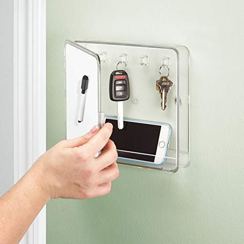 mDesign - Sleutelkastje - met whiteboard en sleutelhaken/praktisch en stevig plastic/compact - doorzichtig/wit - Image 3