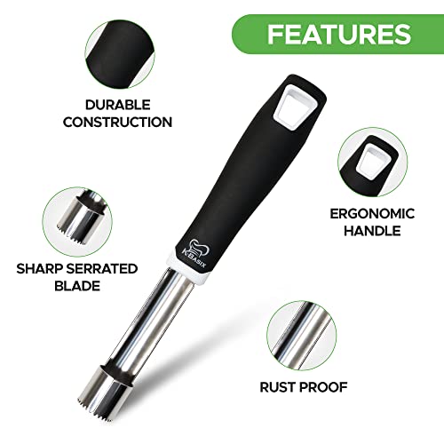 K Basix Apple Corer Stainless Steel With Soft Rubber Handle, Apple Corer Tool For Pears, Bell Peppers, Kitchen Gadget Tool For Apple Core Remover Tool , Apple Peeler And Corer #TOP2