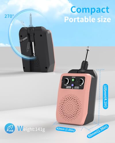 Image of JOYO Mini Guitar Amp 5W Portable - Rechargeable Bluetooth Combo Amplifier with Built-in Effects Compact Practice Amp for Electric Guitar Plug in, Pink (JA-05G)
