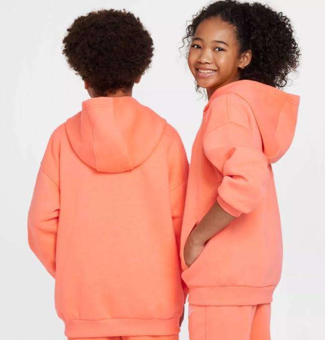 Nike Kids' Sportswear Oversized Club Fleece Pullover Hoodie, Lt Wild Mango/White2