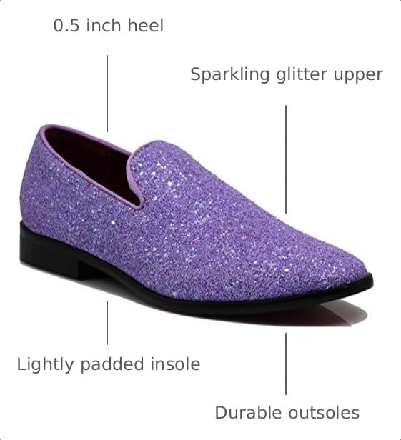 Image of SPK04 Men's Vintage Glitter Dress Loafers Slip On Shoes Classic Tuxedo Dress Shoes