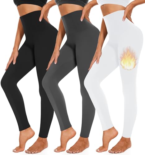 3 Pack Fleece Lined Leggings Women High Waisted Warm Winter Yoga Pants for Women Thermal Running Workout Leggings