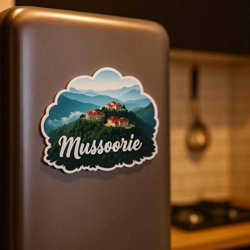 Image of Naxon Mussoorie Theme Souvenir Wooden Fridge Magnet for Refrigerator - Printed Fridge Magnet for Kitchen & Home Decor | Perfect Souvenir Gift | Size 3x3 in | Pack of 1