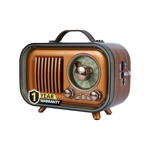 Image of IBELL Rhythm 750 Retro Bluetooth Speaker with 3 Band AM /FM /SW Radio, AUX Input, USB & TF Card Slot, Telescopic Antenna, Dynamic Light, Portable Wireless Music System, DC 5V Power (Wood Finish)