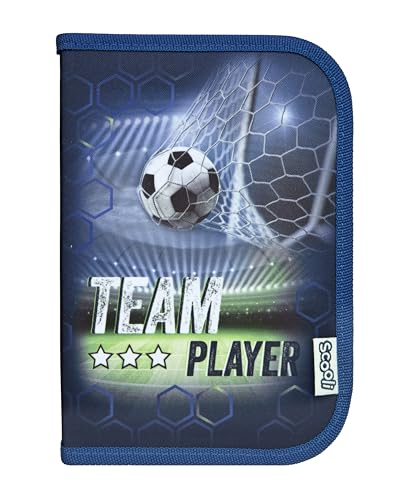 Scooli - Team Player Gefülltes Schüleretui - Komplettes Etui mit hochwertigen Stiften und mehr - All-in-One Schuletui - Praktisch für die Schule - Für Jungen ab 6 Jahren