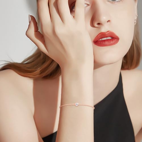 14k Gold Diamond Bracelets for Women, VVS1 D-color Round Cut Elegant Adjustable Mothers Day Bracelet for Mom,6.5+2” Chain2