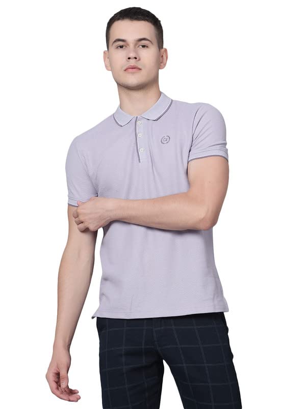 Image of Cantabil Beige Regular Fit Solid Polo Neck Half Sleeve Casual T-Shirt for Men | Half Sleeves Polo Neck T-Shirts for Men | Mens Polo Neck Solid T-Shirt (P MTSH00242)
