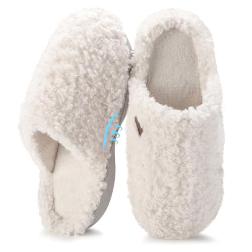 YOLIS Fuzzy Slippers for Women, Fluffy House Slippers with Memory Foam and Arch Support, Warm Cozy House Shoes for Indoor and Outdoor Wear Size 6-122