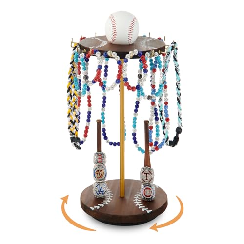 Pinzoveco Baseball Drip Necklace Organizer Holder,Rotating