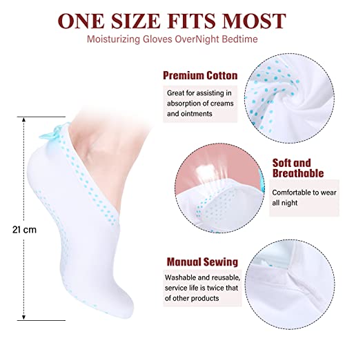 10 Pairs Moisturizing Socks Overnight, Spa Socks For Dry Feet, Cotton Moisture Enhancing Socks, Cosmetic Moisturizing Socks For Women And Men, White (Blue Dots Pattern) #TOP1