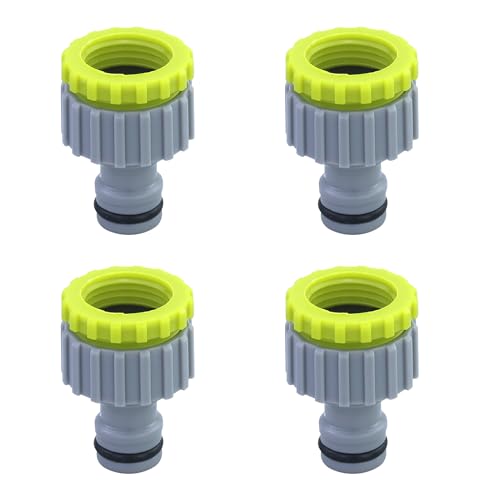 4 adaptadores de grifo, conector de manguera de jardín, conector de manguera de plástico de 1/2 pulgadas de 3/4 pulgadas, conector de rosca de jardín 2 en 1, para grifo (verde)