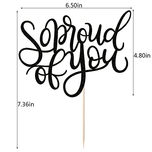 Qertesl So Proud Of You Cake Topper,2023 Graduation Cake Topper,Congrats Grad Party Decorations,2023 High School/College/University Graduation Party Decoration Supplies. (Black) #TOP2