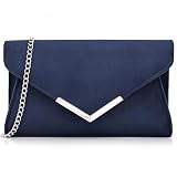 Milisente bolso pequeño clutch y bandolera para mujer en pelo sintético (Azul)