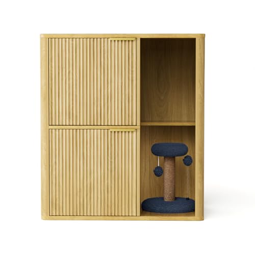 Mueble para caja de arena de gato con rascador y almacenamiento miniatura 6