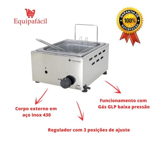 Fritador Gás Óleo Inox 1 Cuba 5 L Fritadeira Sfg112 Venâncio