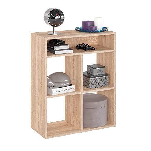 KOMTO Regal Sonoma Eiche - Bücherregal Standregal Würfelregal Büroregal 65,8 х 30,7 х 80,4 cm Bücherschrank RIM4 für Kinderzimmer Regal Wohnzimmer