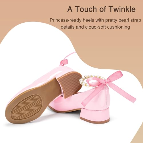 Image of THEE BRON Girls Low Heel Dress Shoes Mary Jane Party Wedding Flower Girl Pumps
