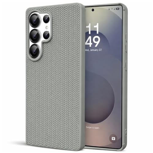 Image of DIZORO Rugged Textured Back Cover Case Compatible for Samsung Galaxy S24 Ultra Anti-Slip Soft TPU Shockproof Cover | Slim Lightweight Protective Back Case-Titanium Grey