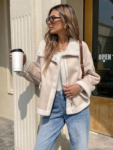 Chic Apricot Women's Casual Coat: Cozy Loose Fit Zip-Up for Effortless Style - Image 5