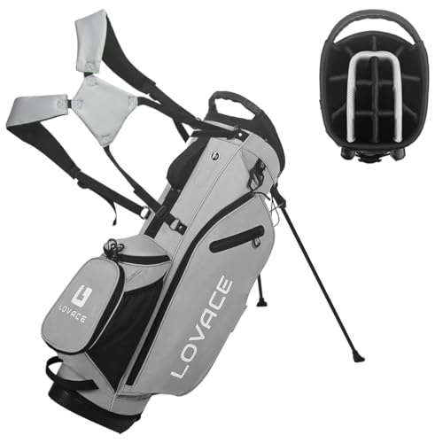 LOVACE 14-Way Golf Stand Bag, Lightweight Golf Bag with Stand for Men and Women (Grey)