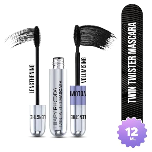 Image of Hilary Rhoda Twin Twister Mascara | Bold Black Finish | 2-in-1 Volumises & Lengthens | Waterproof & Smudge-Proof | Highly pigmented | Curl Enhancing | Clump-Free | 12ml