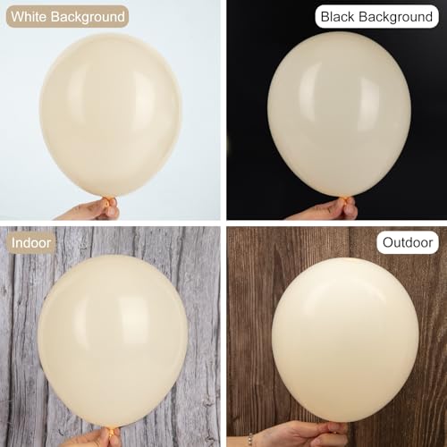Image of Ouddy Party 129Pcs Sand White Balloon Arch Garland Kit in 18 12 10 5 Inch | Different Sizes 6Pcs 18 inch Cream Beige Boho Balloons for Birthday Wedding Anniversary Bachelorette Holiday Party Decorations