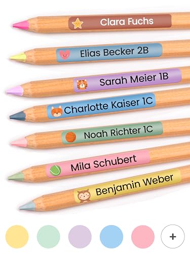 StiKiddo 150 Stück Namensaufkleber Kinder für die Schule - Personalisierte Aufkleber Ideal für Stifte & Schulsachen Made in Germany - Blau