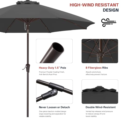 Image of ABCCANOPY 11FT Patio Umbrella Outdoor 8 Ribs Table Umbrella(Dark Gray) | Fade & UV Resistant Fabric,8 Fiberglass Ribs,Smooth Crank System,Wind Resistance,Great for Patio,Backyard,Garden,Deck