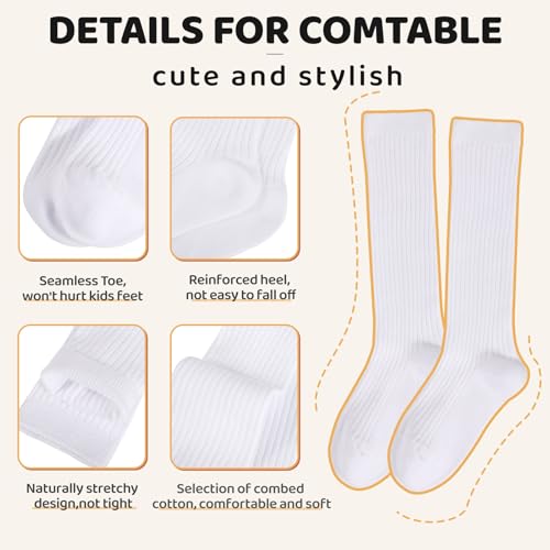 4 Pairs Girls Knee High Socks Stripe Seamless Toe Kids School Uniform Socks Over The Knee Socks for Girls Boys2